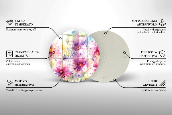 Üveg vágódeszka Festett virágok