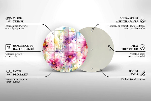 Üveg vágódeszka Festett virágok