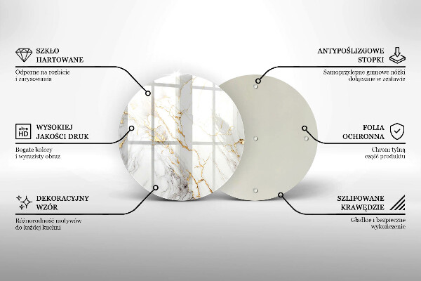 Üveg vágódeszka Világos márvány arannyal