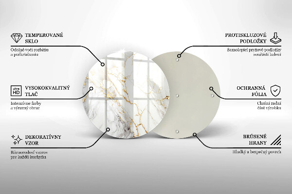 Üveg vágódeszka Világos márvány arannyal