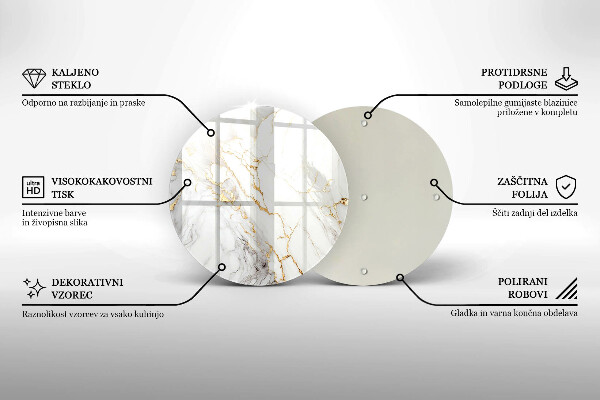 Üveg vágódeszka Világos márvány arannyal