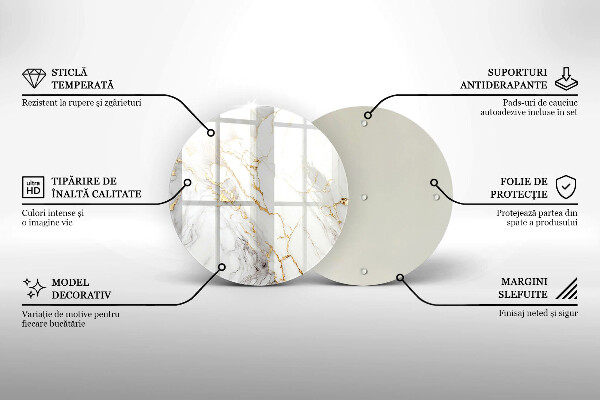 Üveg vágódeszka Világos márvány arannyal