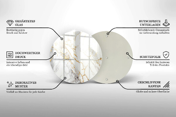 Üveg vágódeszka Világos márvány arannyal