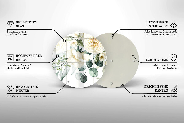 Üveg vágódeszka Akvarell virágok