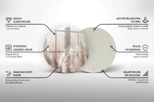Üveg vágódeszka Boho növényzet levelei