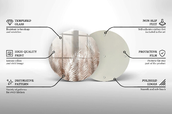 Üveg vágódeszka Boho növényzet levelei