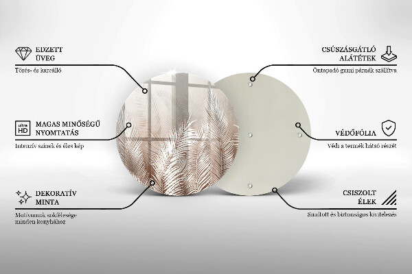 Üveg vágódeszka Boho növényzet levelei