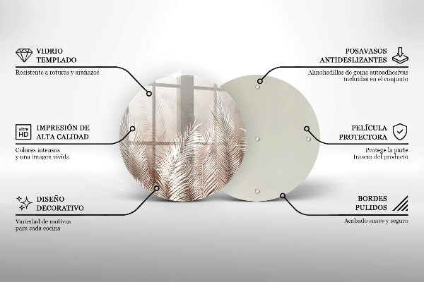 Üveg vágódeszka Boho növényzet levelei