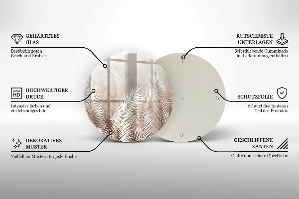 Üveg vágódeszka Boho növényzet levelei