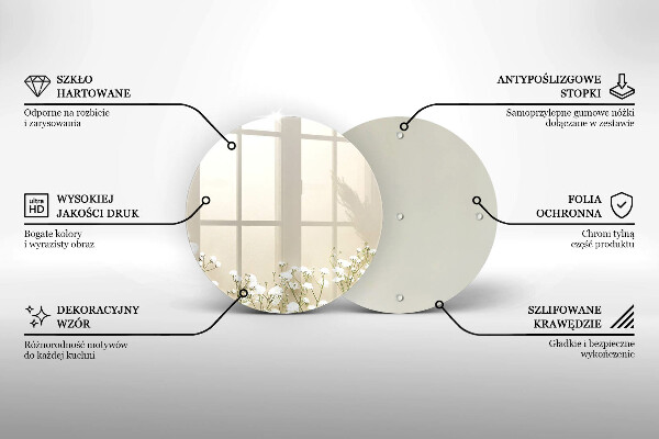 Üveg vágódeszka Gipsz boho virágok