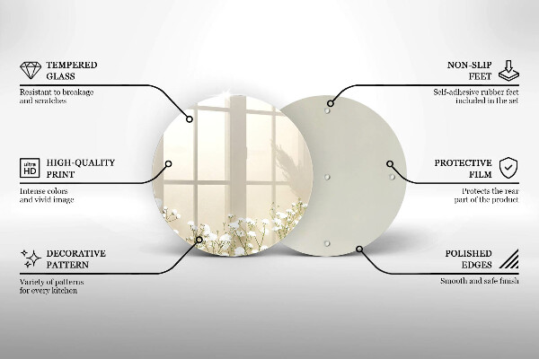 Üveg vágódeszka Gipsz boho virágok