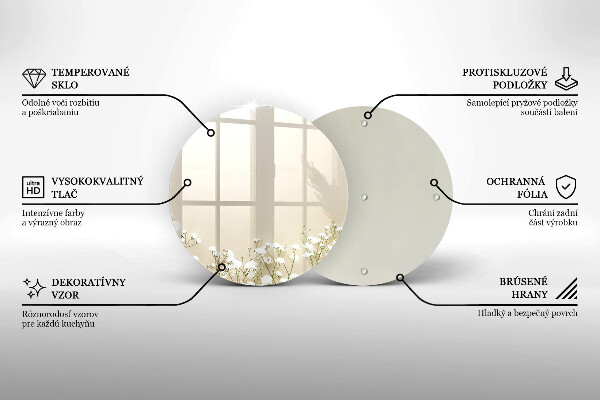 Üveg vágódeszka Gipsz boho virágok