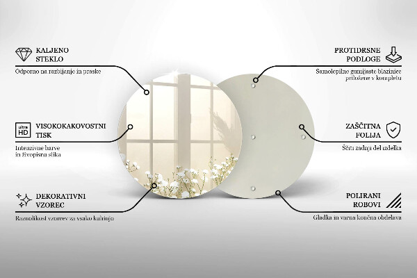 Üveg vágódeszka Gipsz boho virágok