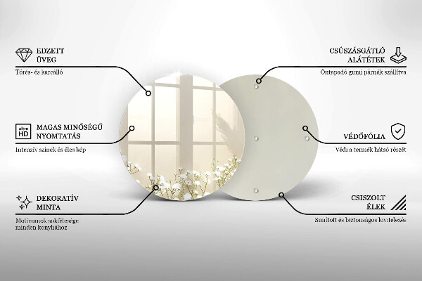 Üveg vágódeszka Gipsz boho virágok