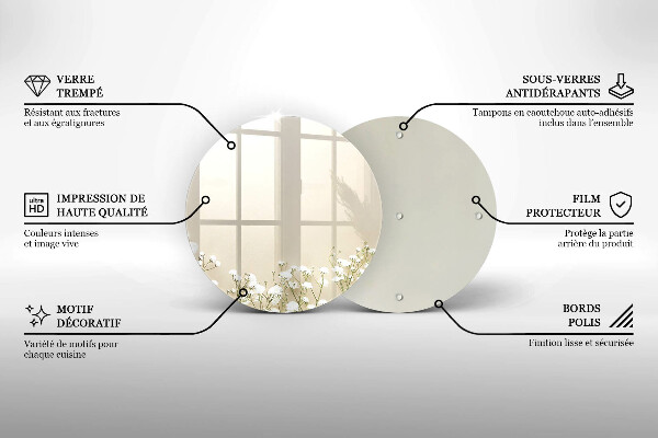 Üveg vágódeszka Gipsz boho virágok