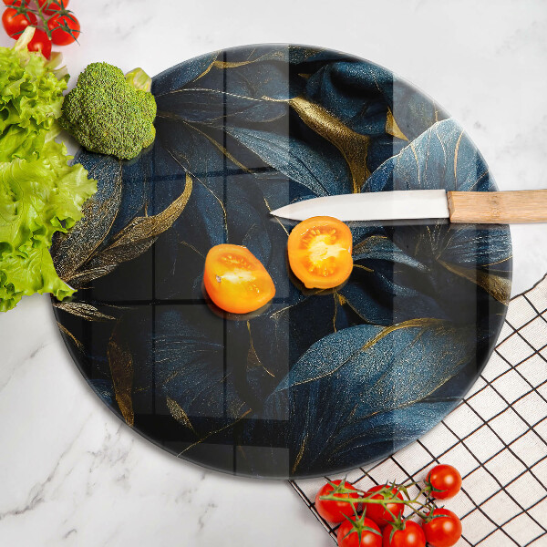 Üveg vágódeszka Dekoratív levelek arannyal