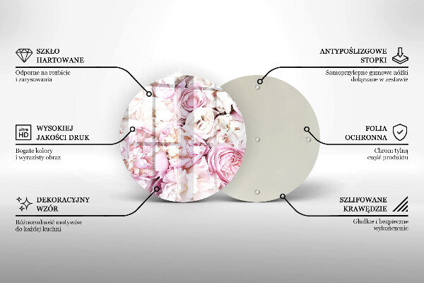 Üveg vágódeszka Bazsarózsa csokor