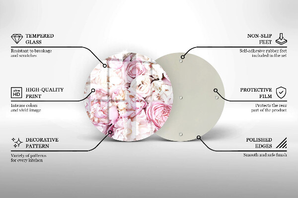 Üveg vágódeszka Bazsarózsa csokor