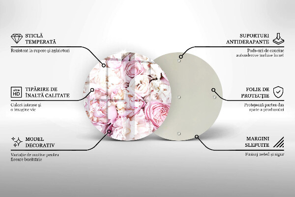 Üveg vágódeszka Bazsarózsa csokor