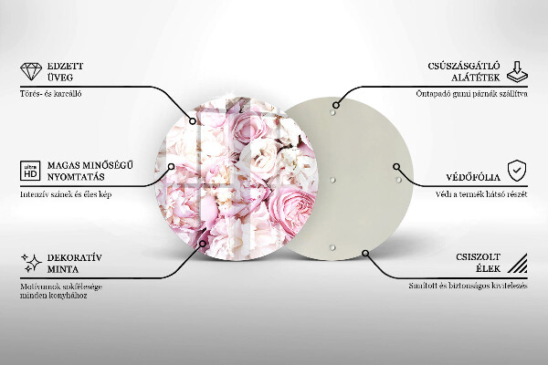 Üveg vágódeszka Bazsarózsa csokor