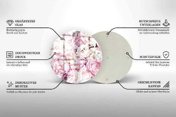 Üveg vágódeszka Bazsarózsa csokor