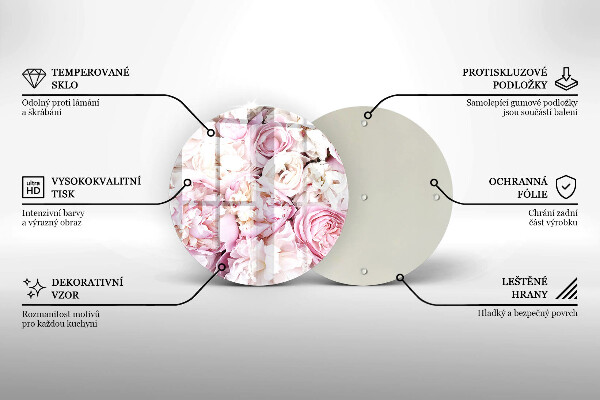 Üveg vágódeszka Bazsarózsa csokor