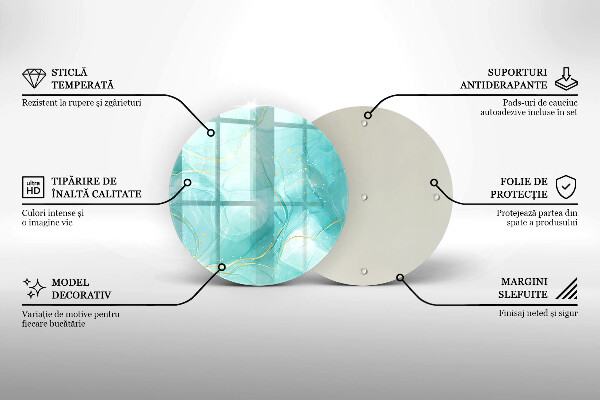 Üveg vágódeszka Kék és arany absztrakció