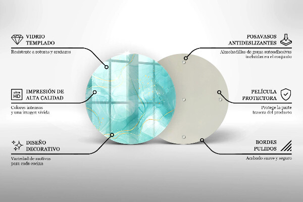 Üveg vágódeszka Kék és arany absztrakció