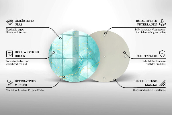 Üveg vágódeszka Kék és arany absztrakció