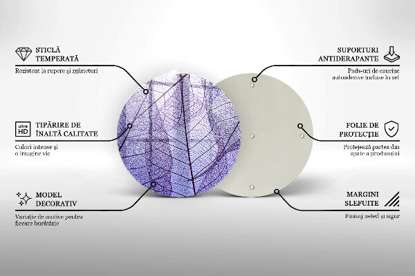 Üveg vágódeszka Levelek erekkel
