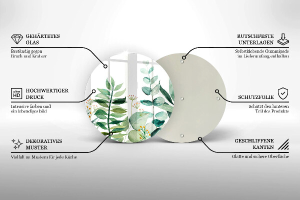 Üveg vágódeszka Növény levelek illusztráció