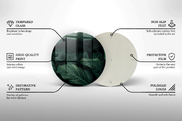 Üveg vágódeszka Sötét levelek