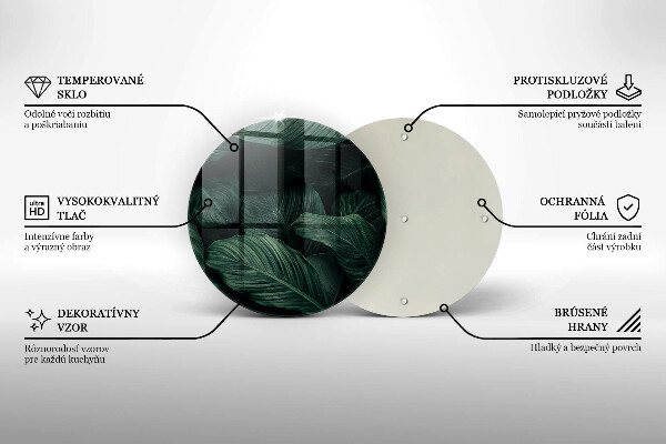 Üveg vágódeszka Sötét levelek