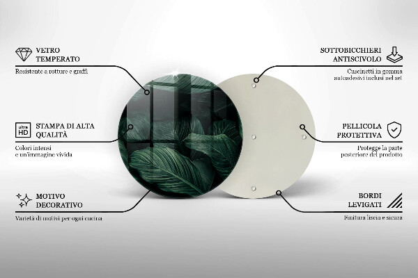 Üveg vágódeszka Sötét levelek