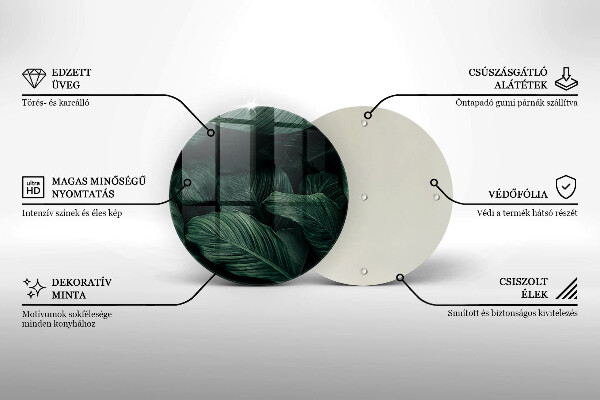 Üveg vágódeszka Sötét levelek