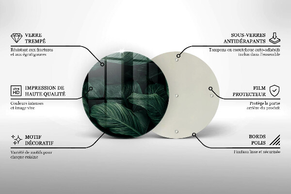 Üveg vágódeszka Sötét levelek