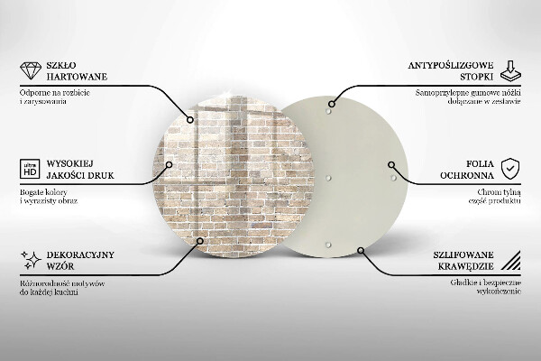 Üveg vágódeszka Világos téglafal