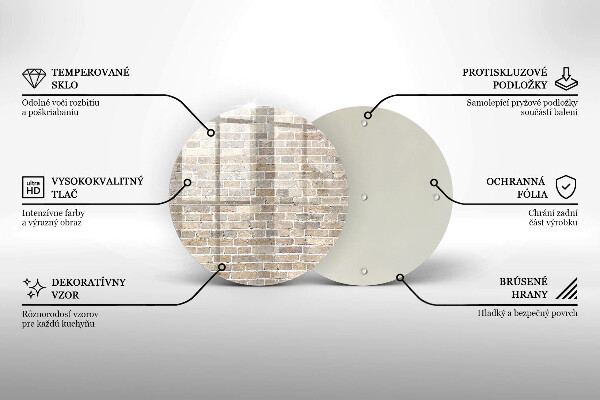 Üveg vágódeszka Világos téglafal