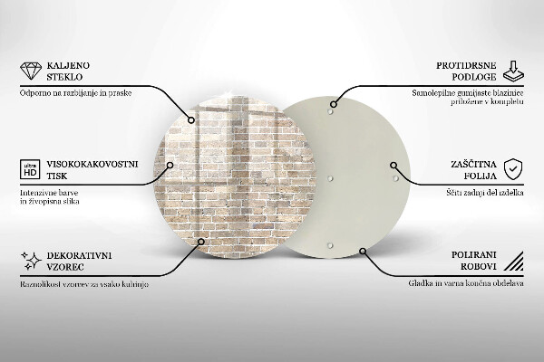 Üveg vágódeszka Világos téglafal