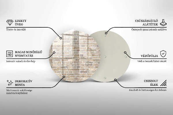 Üveg vágódeszka Világos téglafal
