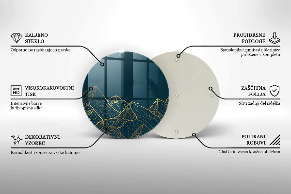 Üveg vágódeszka Absztrakt hegyek