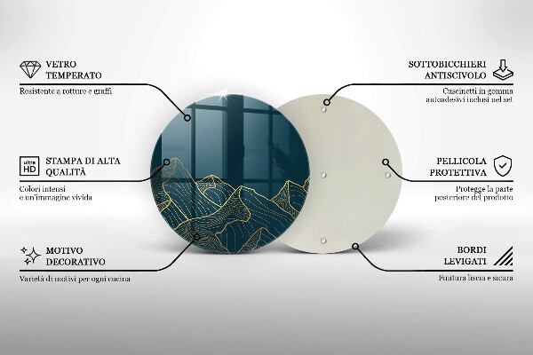 Üveg vágódeszka Absztrakt hegyek