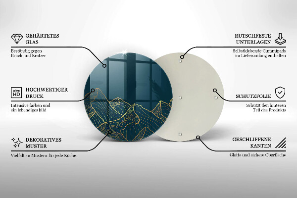 Üveg vágódeszka Absztrakt hegyek