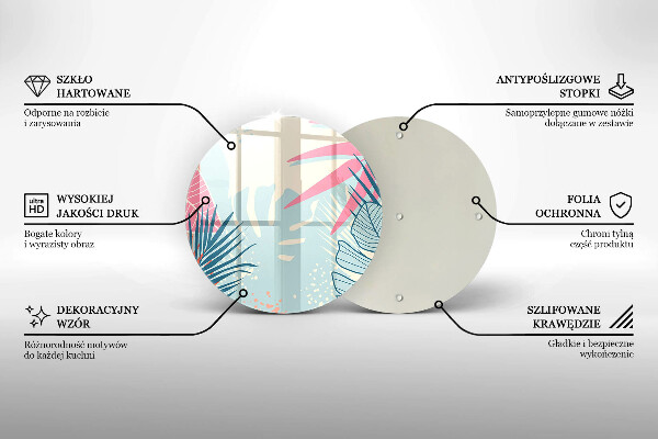 Üveg vágódeszka Pasztell levelek