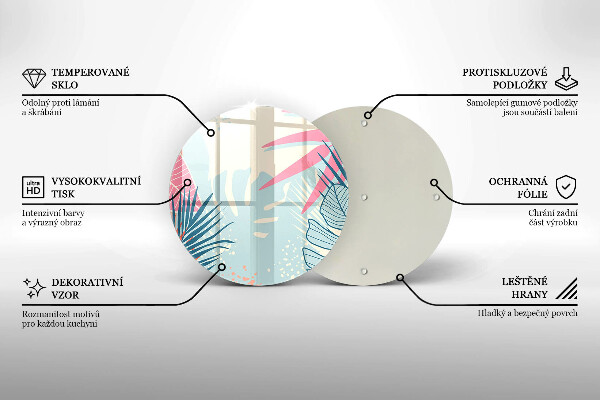 Üveg vágódeszka Pasztell levelek