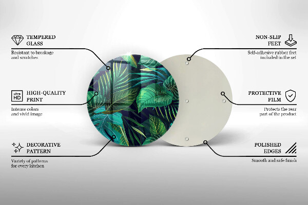 Üveg vágódeszka Dzsungel levelek illusztráció