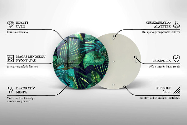 Üveg vágódeszka Dzsungel levelek illusztráció