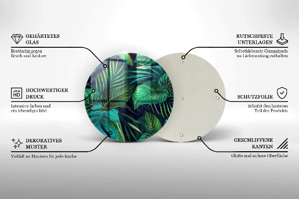 Üveg vágódeszka Dzsungel levelek illusztráció