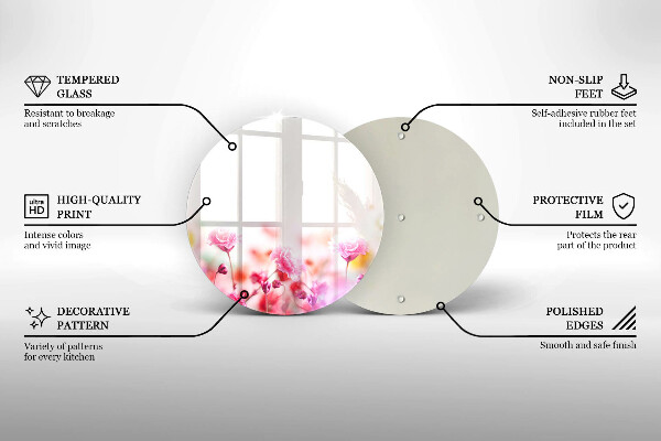 Üveg vágódeszka Virágos rét