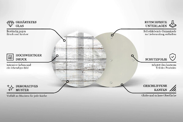 Üveg vágódeszka Világos fa táblák